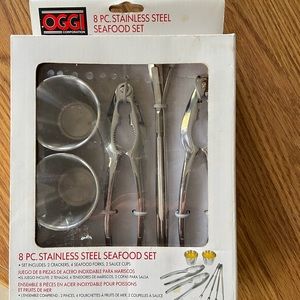 New 8 piece stainless steel seafood set